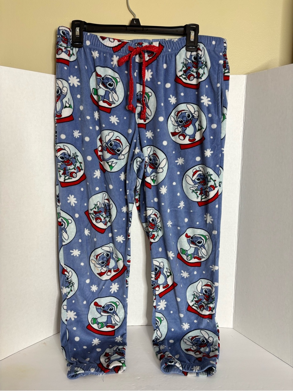 Women Blue Holiday Snow Globe Fleece Pajama Pants